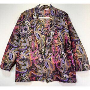 Vintage Terry Chicago Womens Tapestry Paisley Blazer Size Large Multicolor